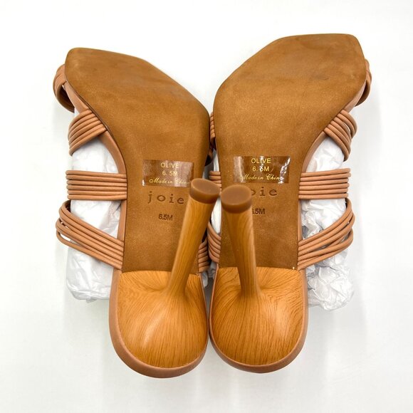 Joie Womens Size 6.5 Olive Brown Leather Strappy Square Toe Sandals Heels Shoes - Picture 9 of 15